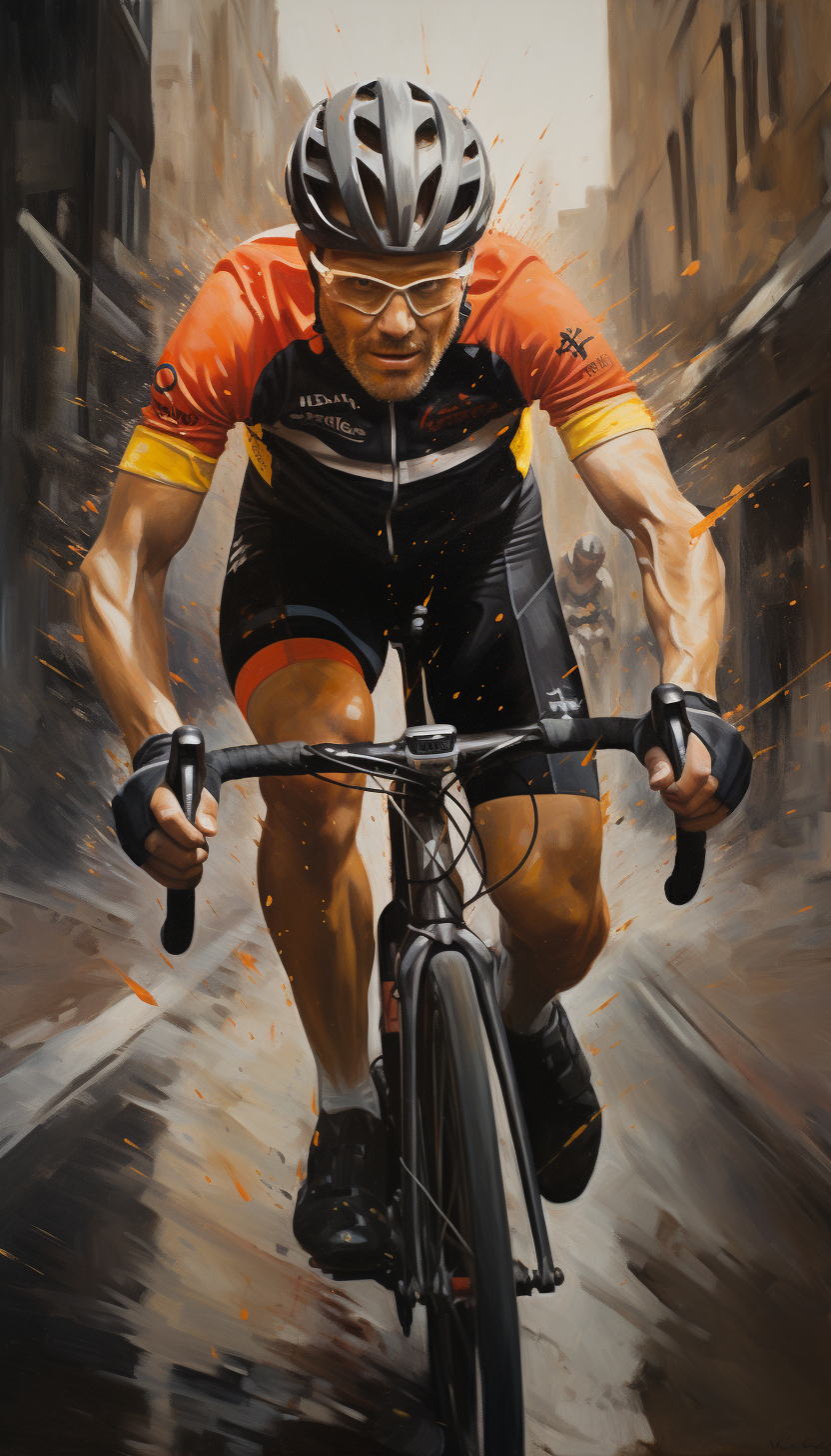 Cyclist in Expressive Oil Painting