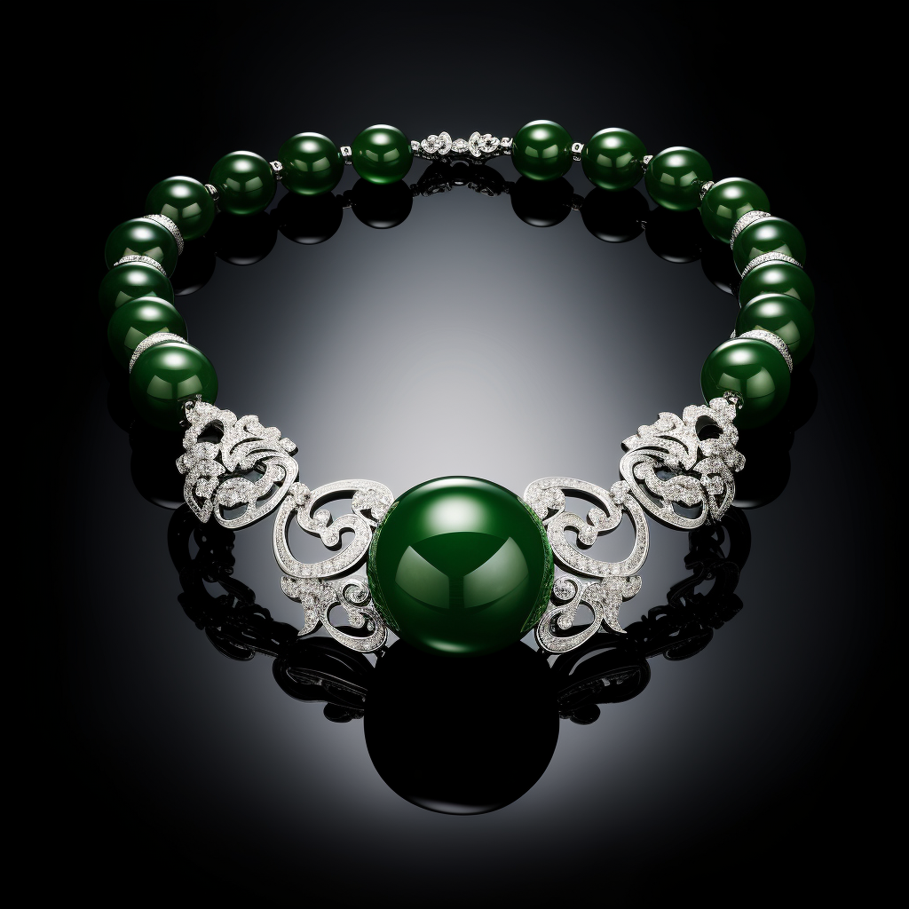 Beautiful Jade Necklace with Platinum and Silver Accents