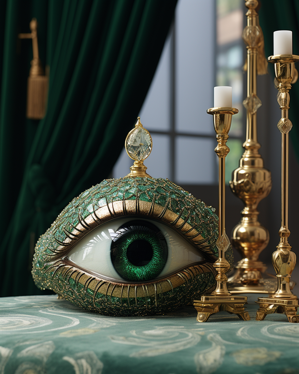 Eye Decor with Dark Green Gems