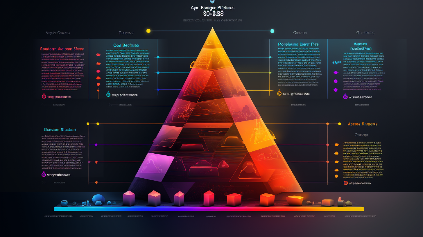 Colorful ribbon pyramid infographic design