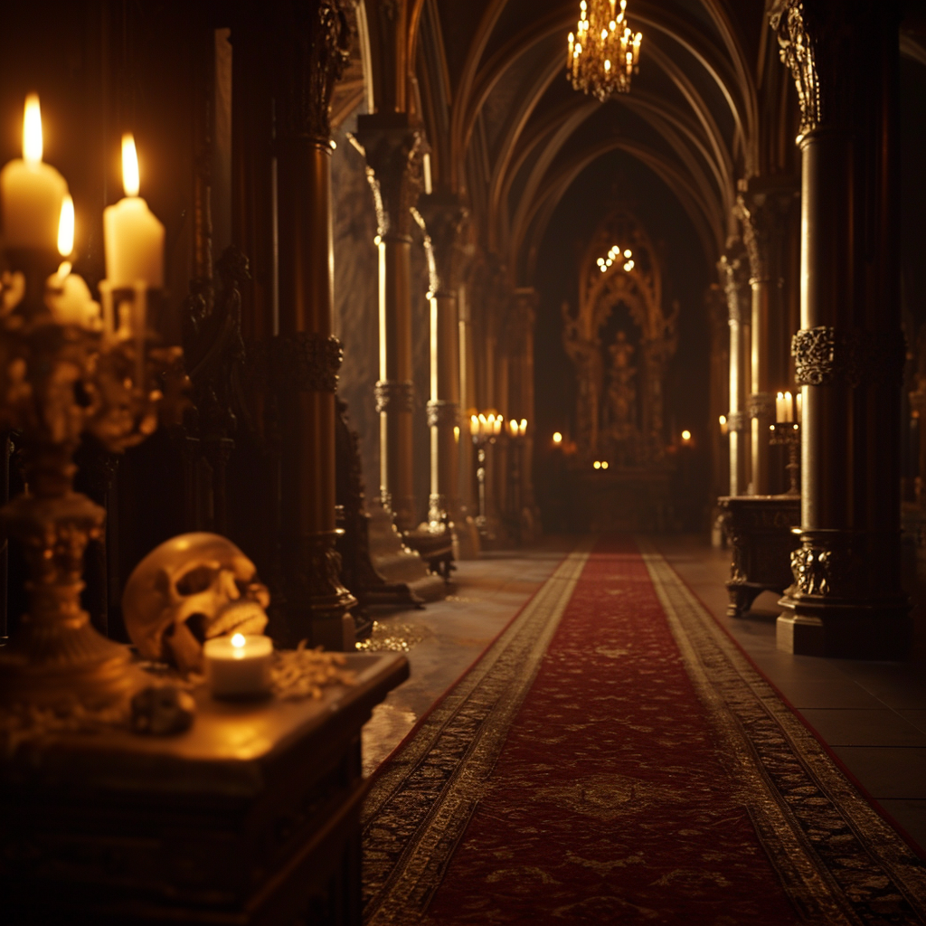 Mystical Victorian sect altar with skull