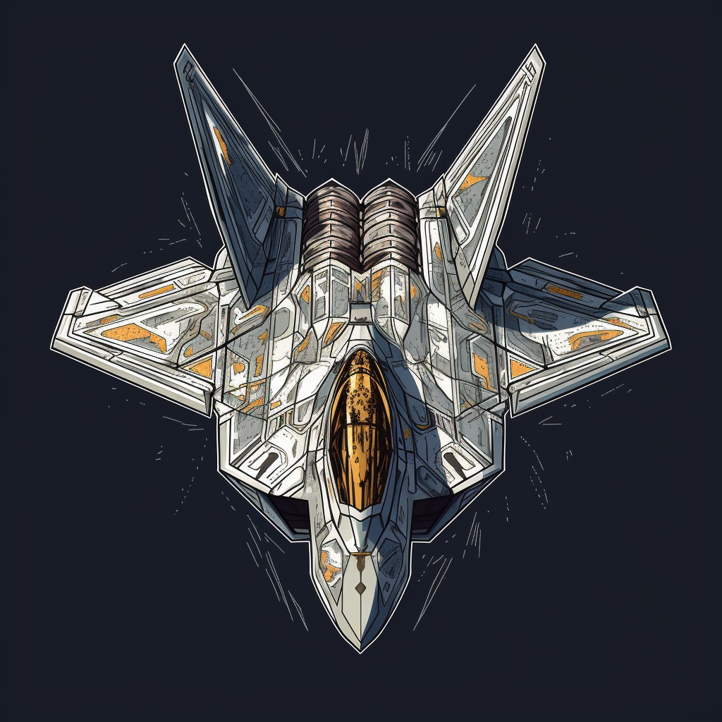 Comic-style F-22 Raptor Fighter Jet