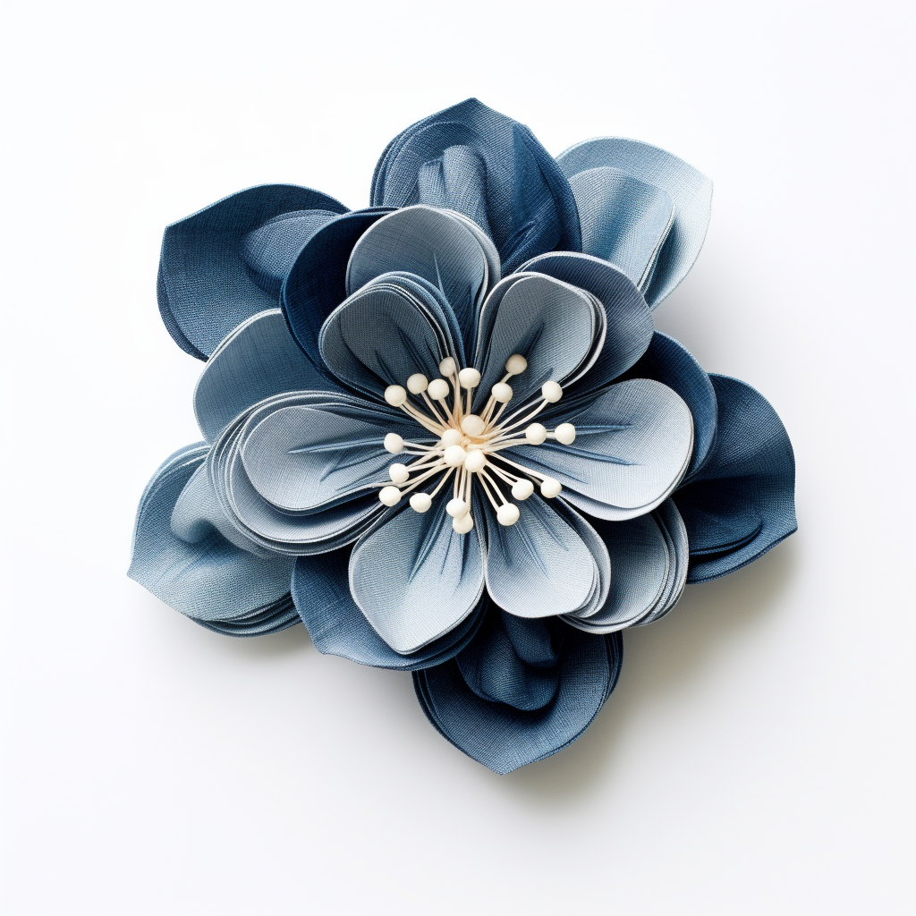 Slate Blue Fabric Flower on White Background