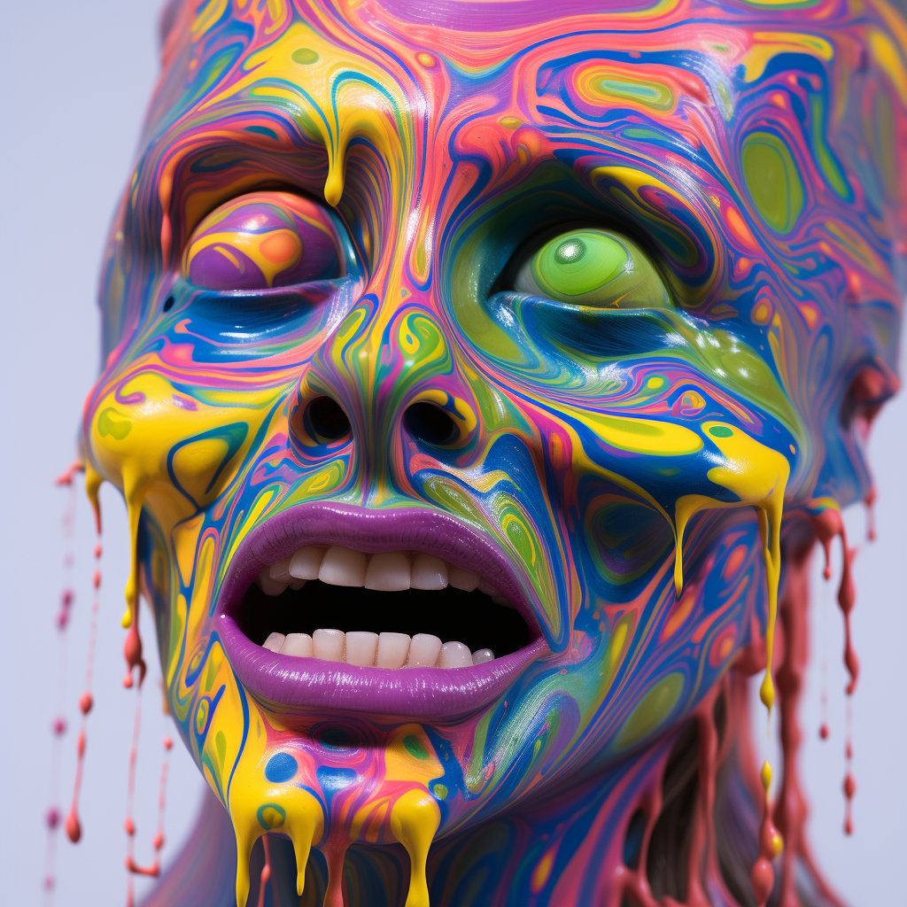 Psychedelic face melting acid trip