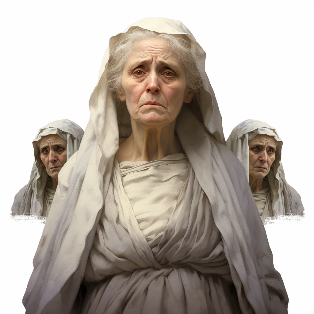 Face Portrait of Old Woman in Mythology