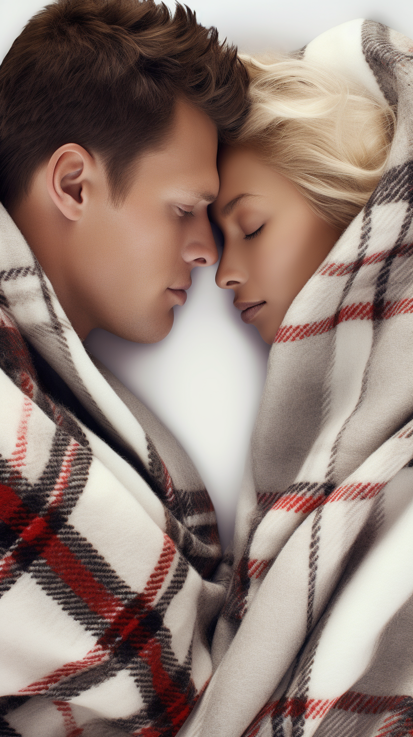 Couple sleeping with inflatable blanket