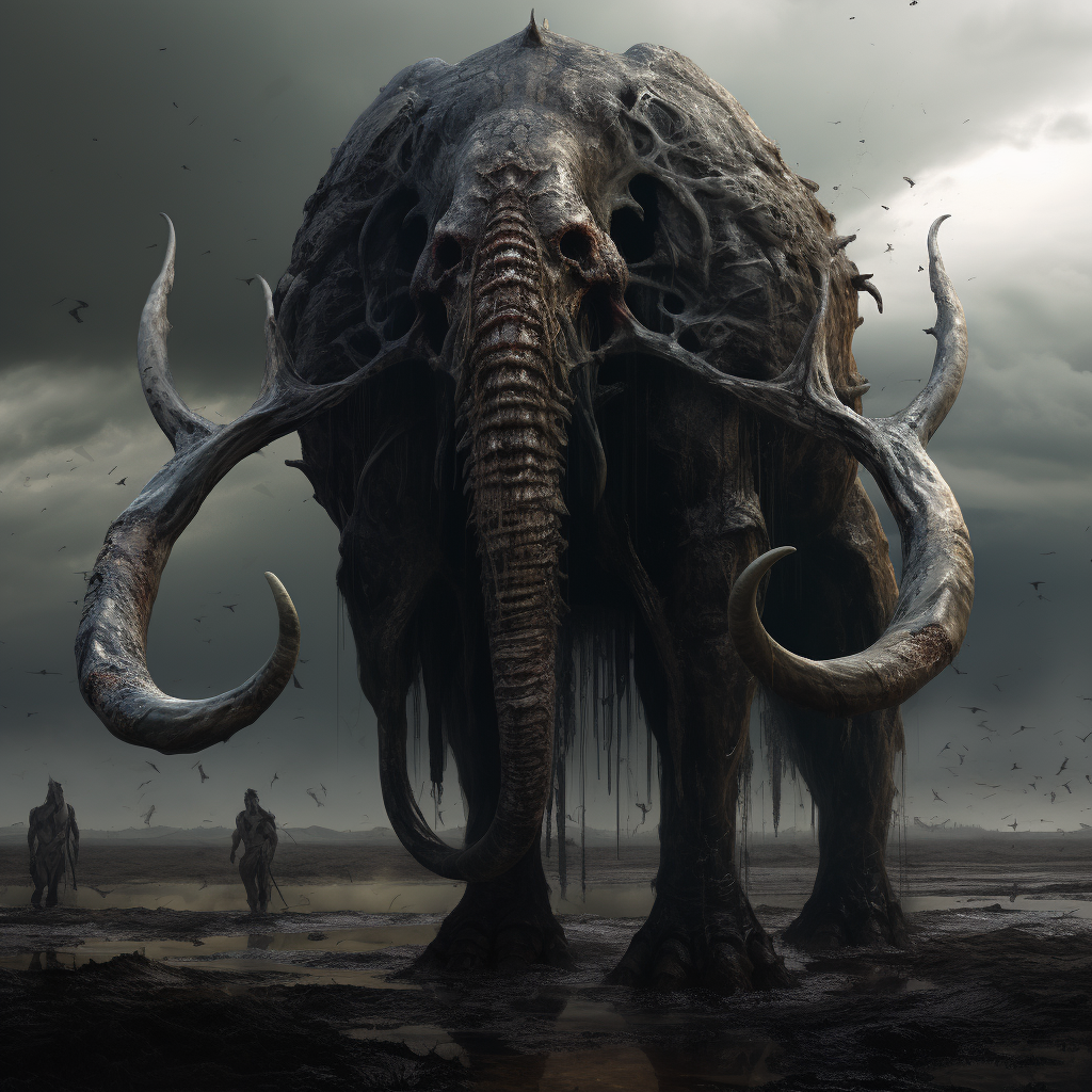 Faceless horror elephant made of leeches