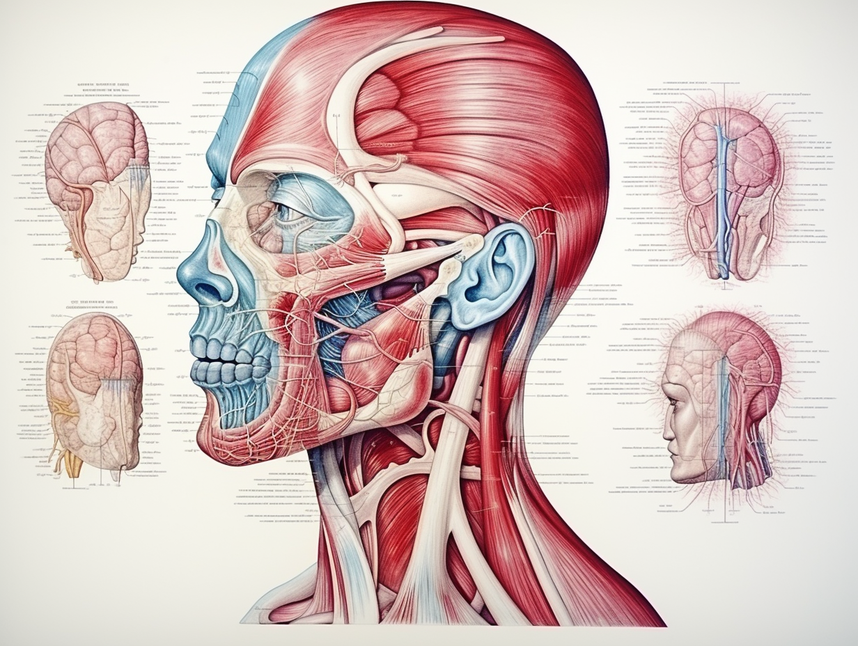 Detailed facial anatomy diagram