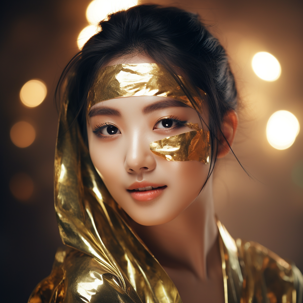Asian girl applying facial mask