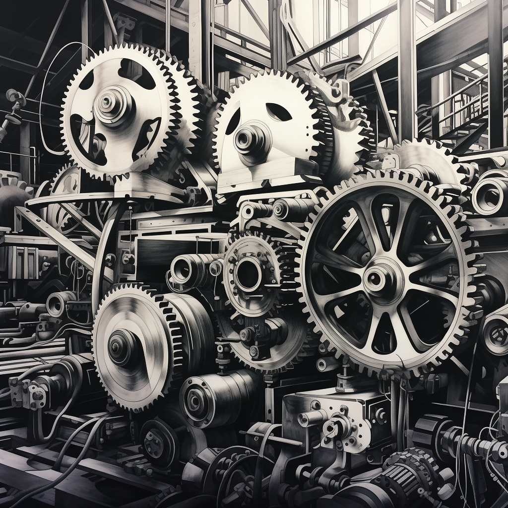 Broken factory gears illustration