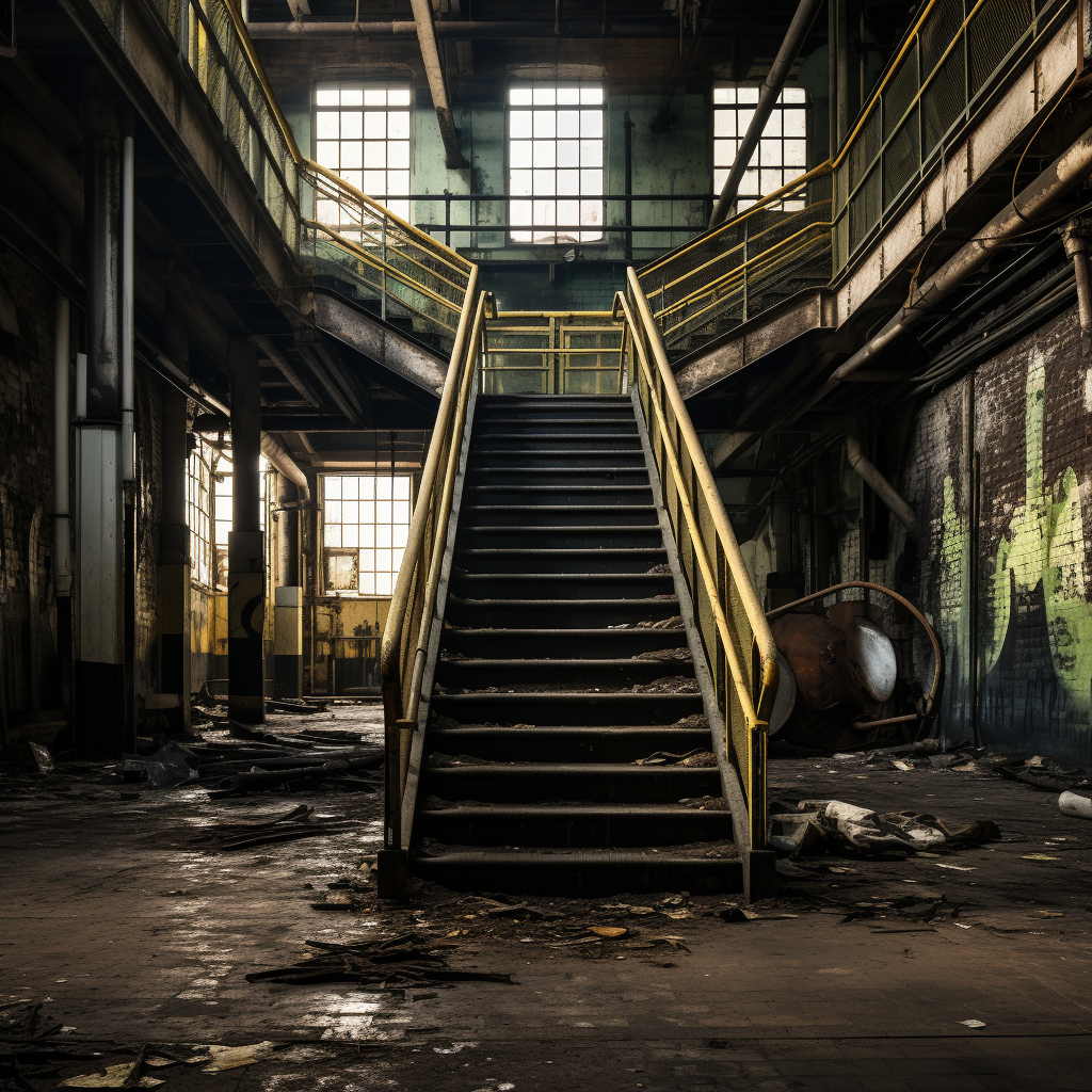 Industrial factory hall stairs