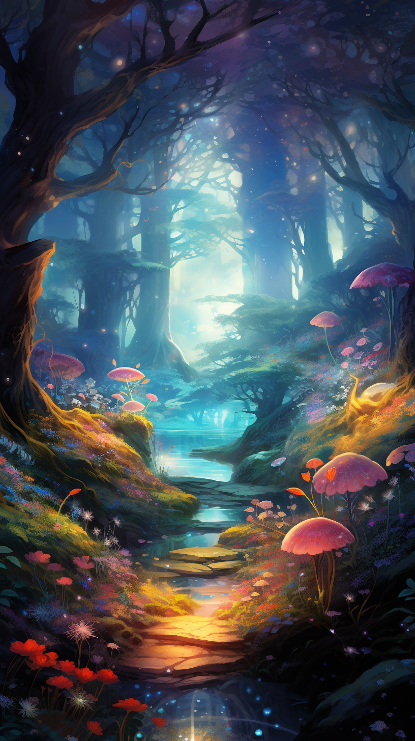 Beautiful Japanese-Inspired Faerie Forest Art