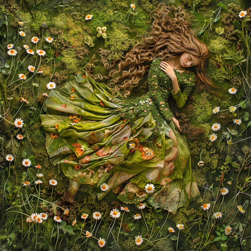 Faery woman blending in nature