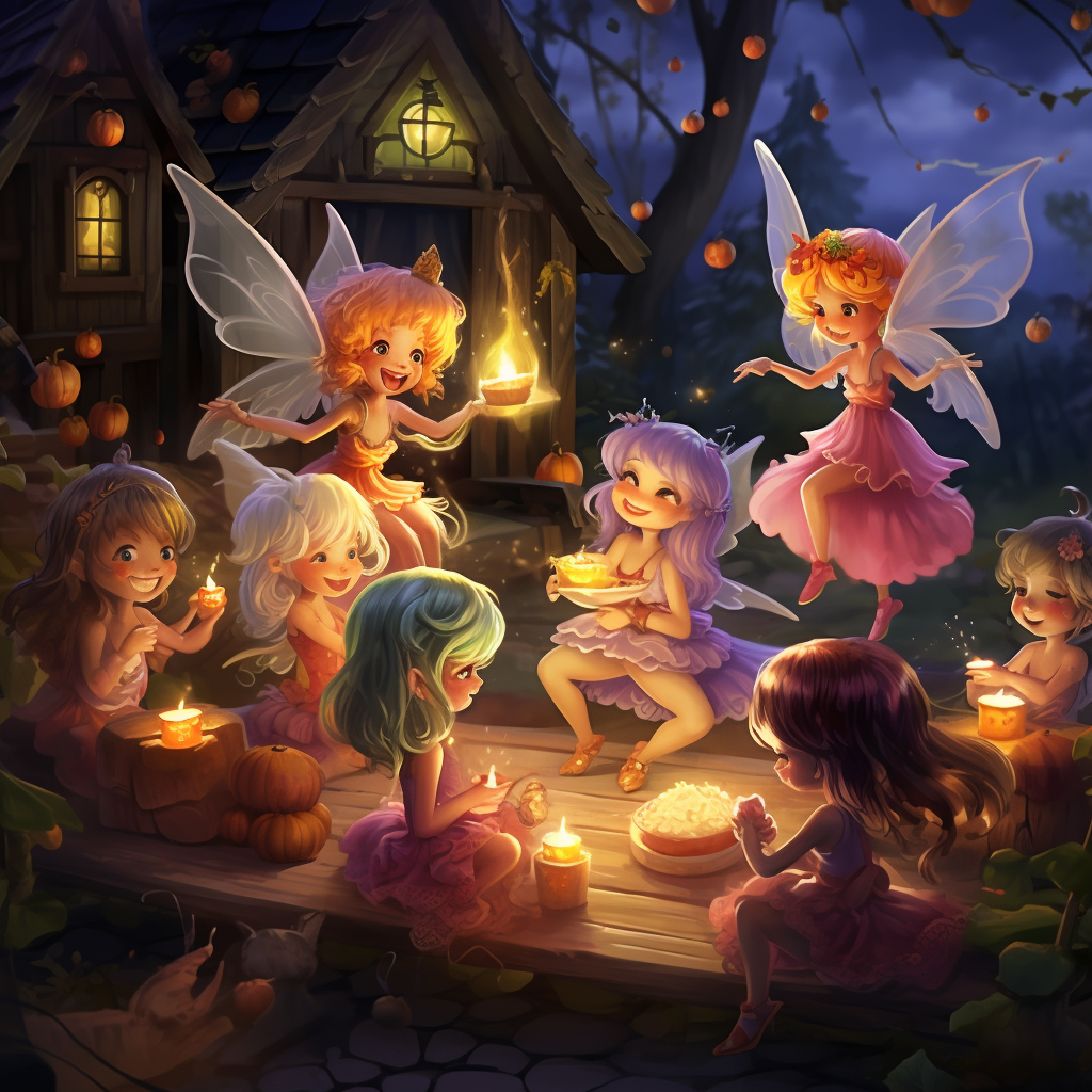 Enchanting fairies celebrating Halloween