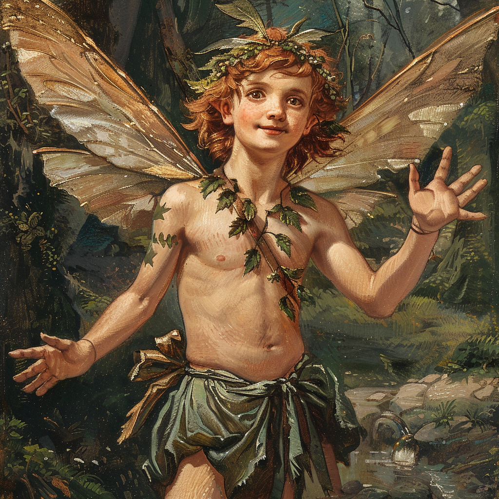 cute fairy boy wings gesturing