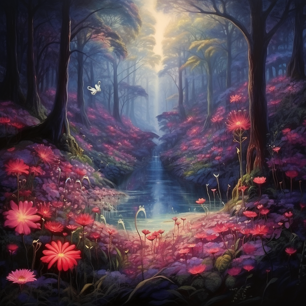 Fairy flower forest in nature