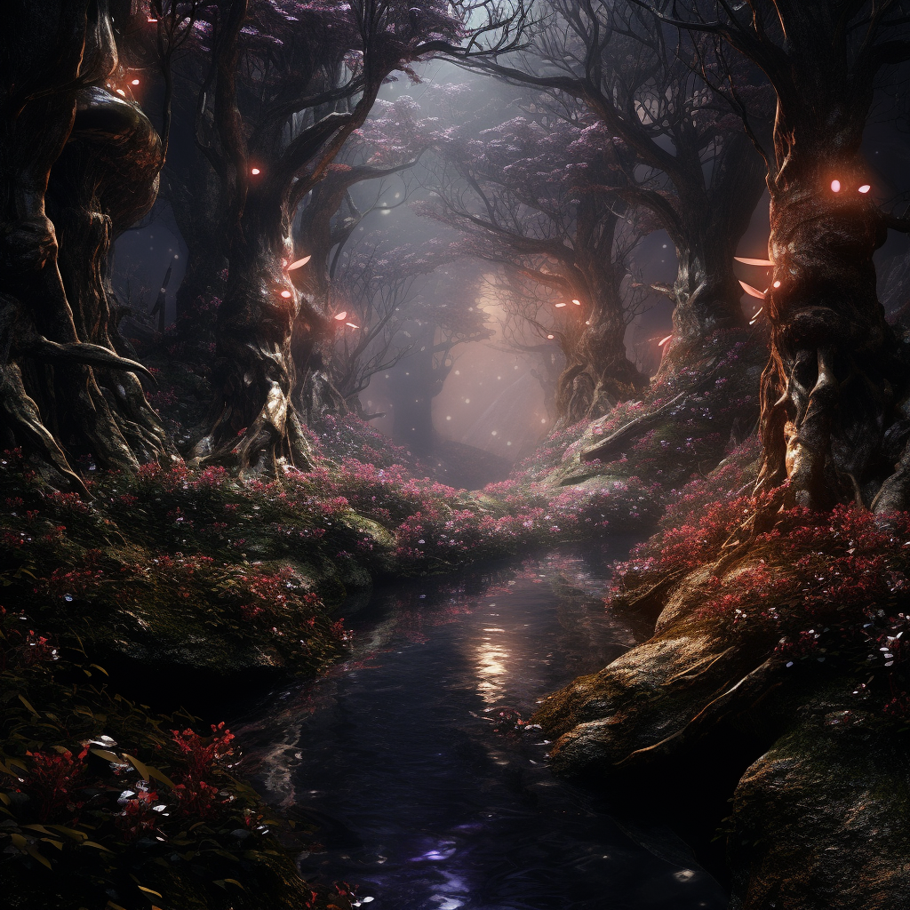 Beautiful fairy forest with dark tones