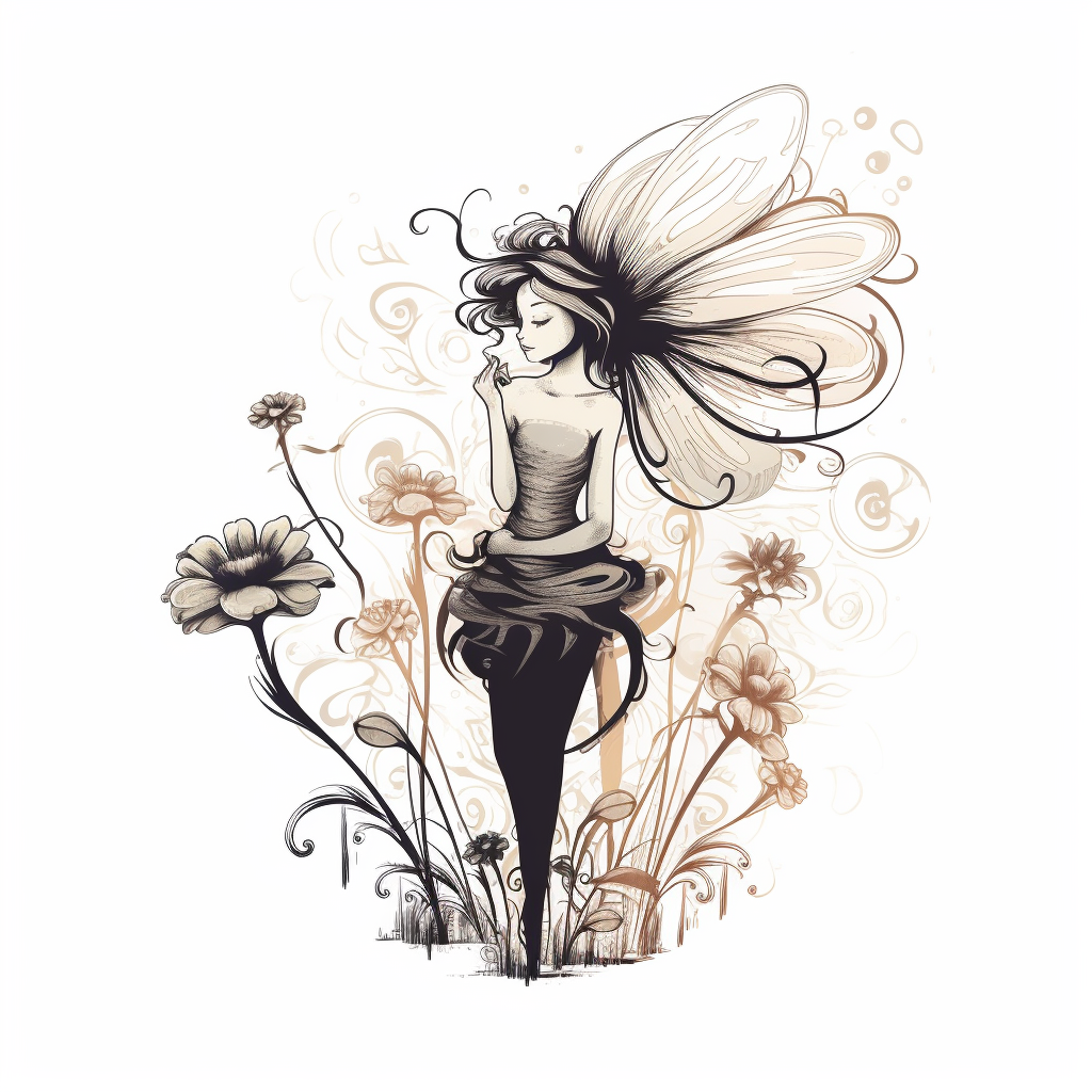 Fairy inside flower pen graphic