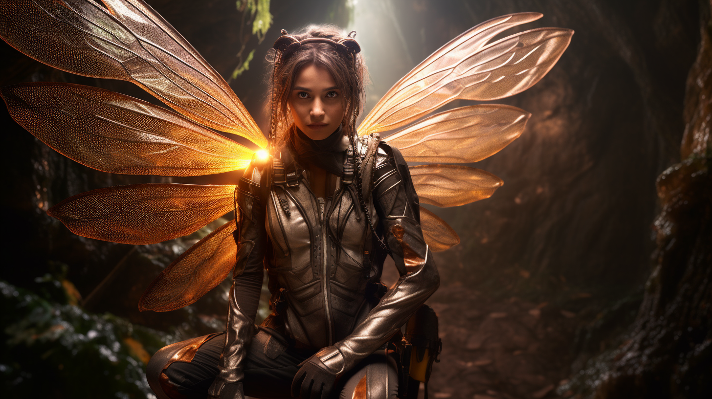 Fairy ranger with cinematic lighting and wide angle view