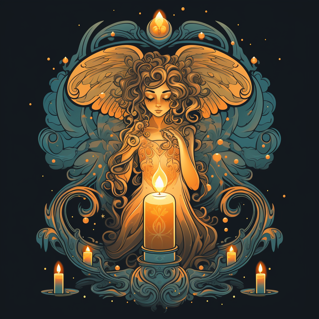 Illustration of a fairy-shaped tarot card candle