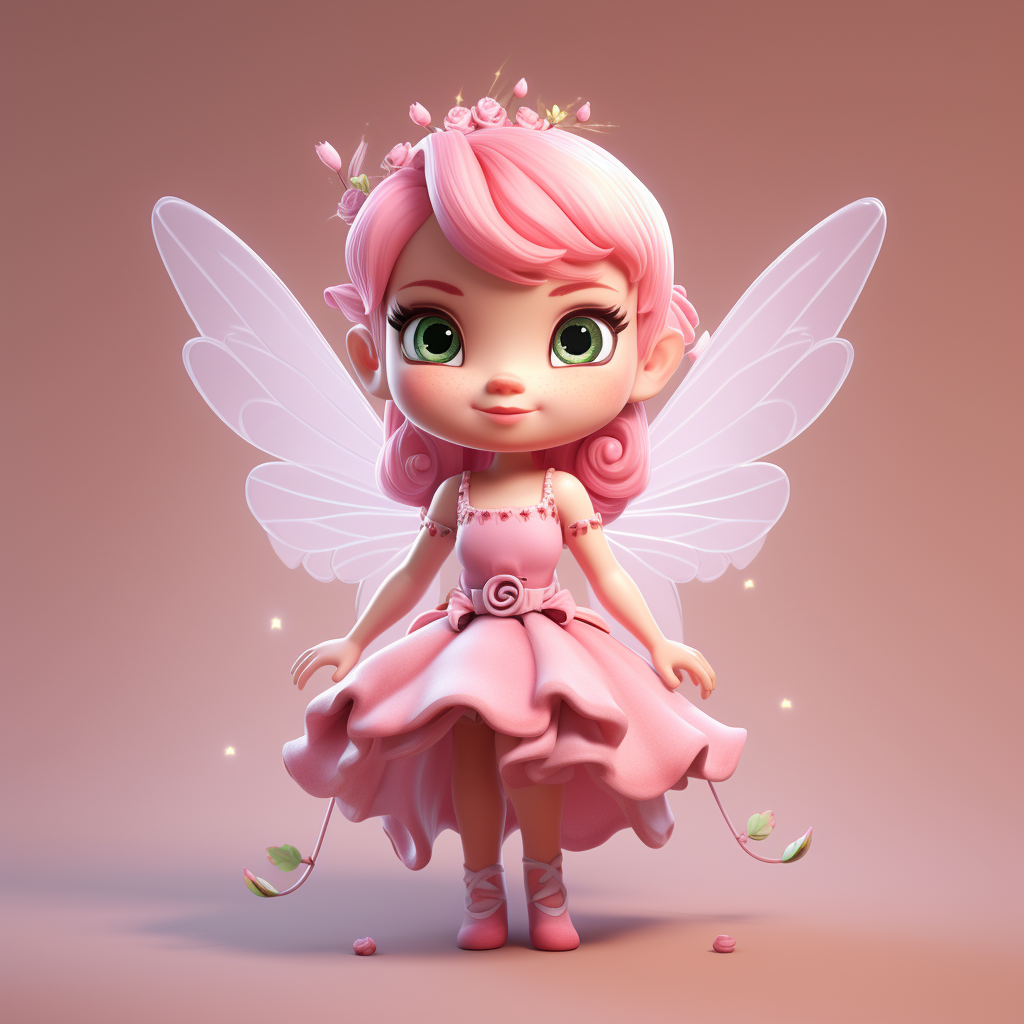 Cute fairy character dreaming in pink