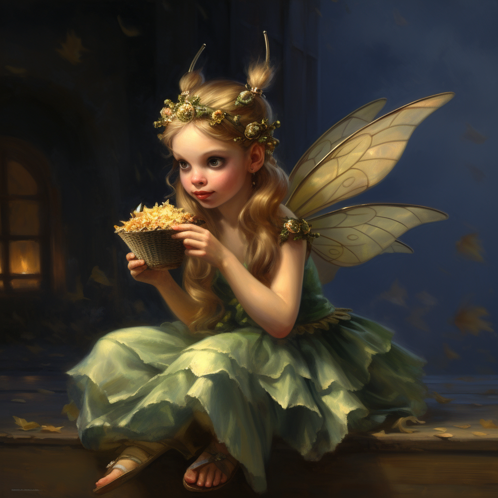 Fairy eating popcorn