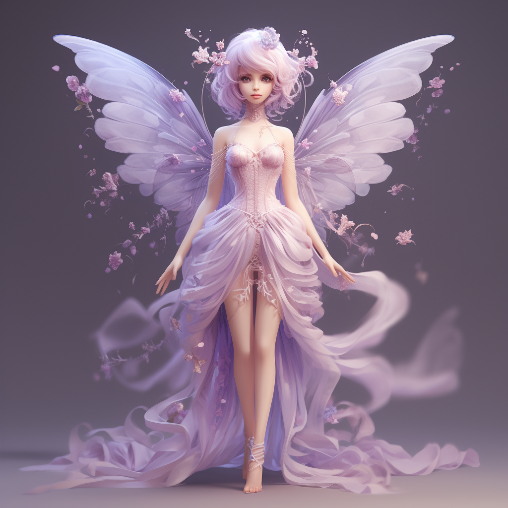 Anime Fairy in Pastel Purple