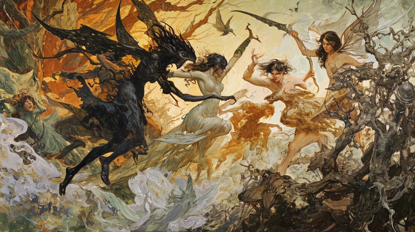 A fierce battle between fairies and witches