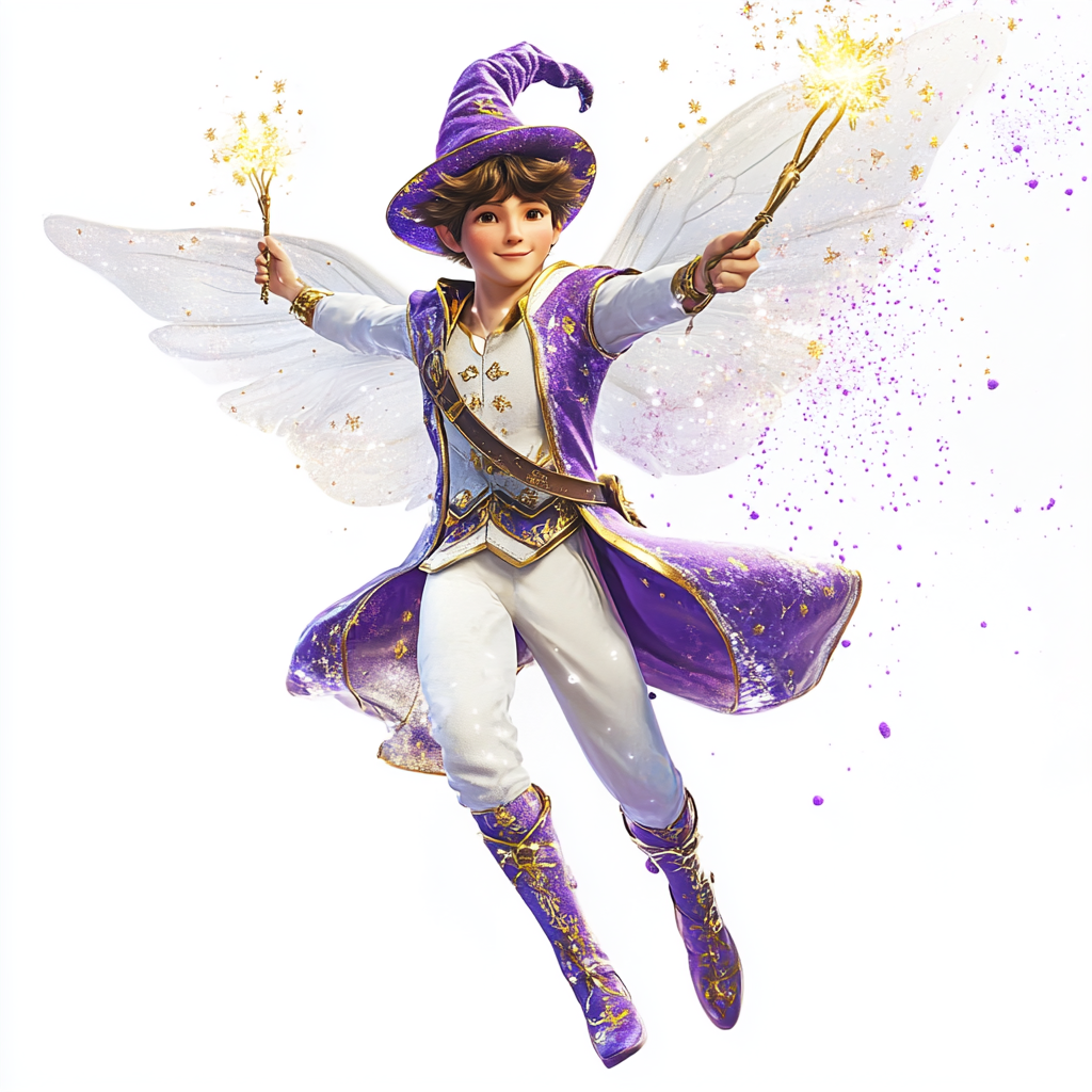 Male fairy wizard with wings