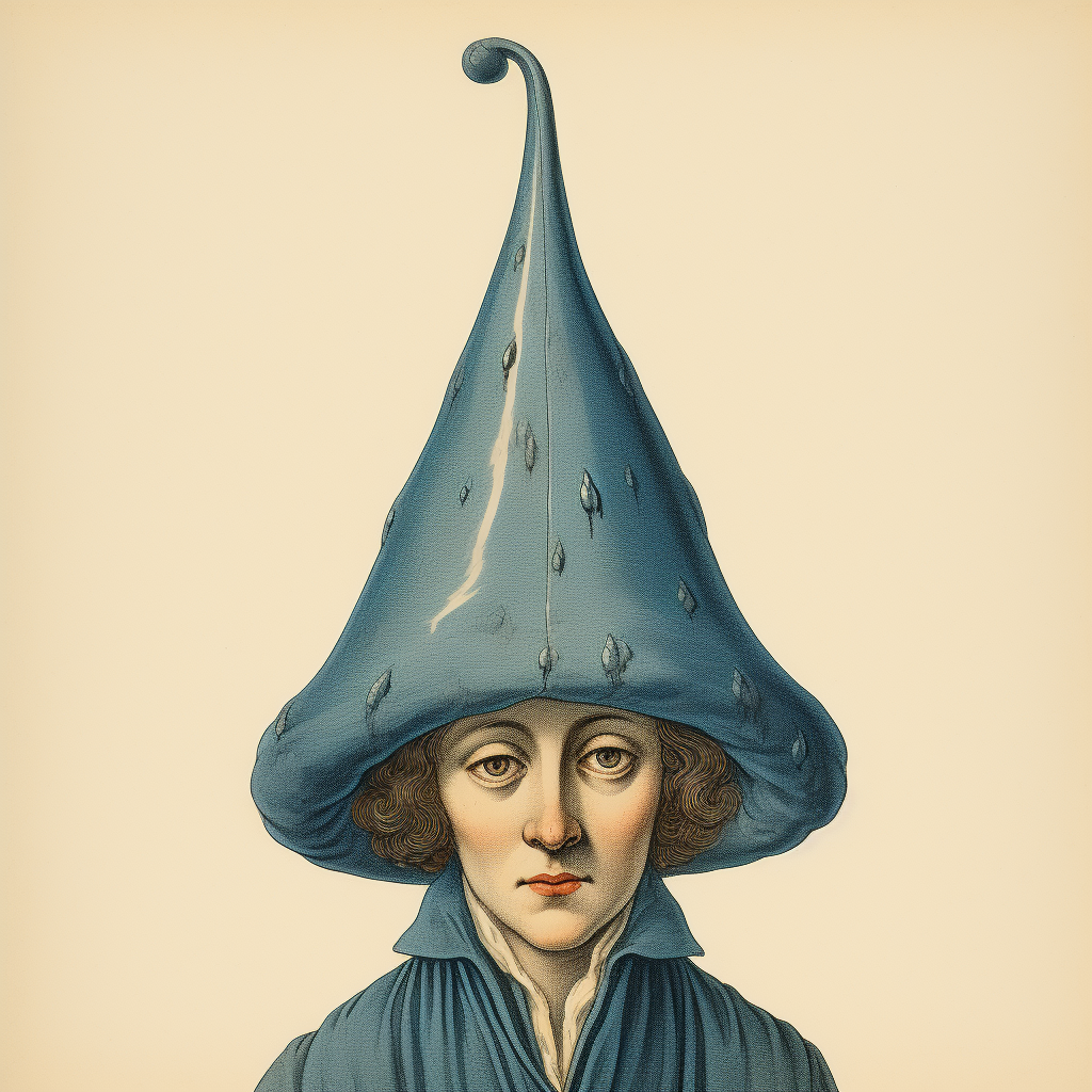 Handsome character in blue droplet hat