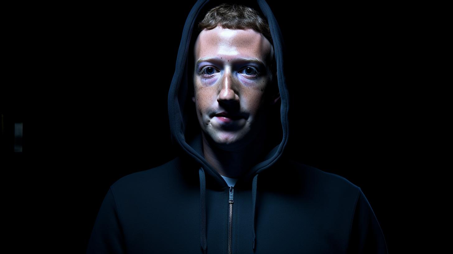 Suspicious person in fake Mark Zuckerberg mask