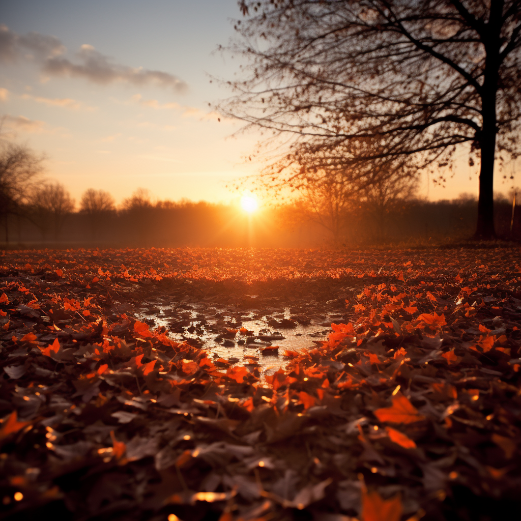 Fall day heart leaves floating in the breeze