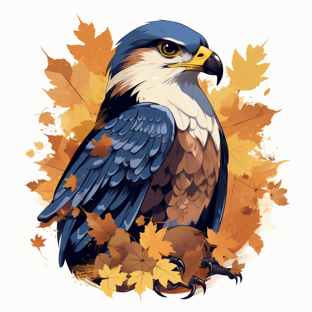 Medium Blue and Yellow Fall Falcon Anime Mascot