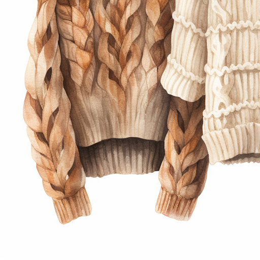 Watercolor illustration of fall knitting sweaters