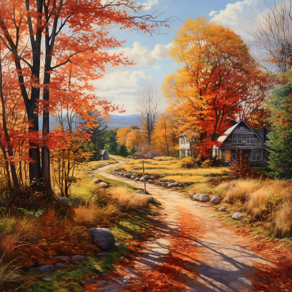 Realistic Fall New England Landscape