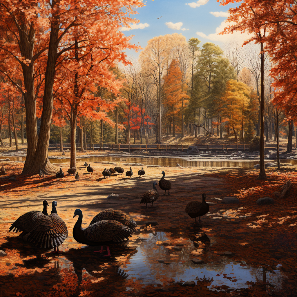 Image of Fall Park with Hidden Turkeys