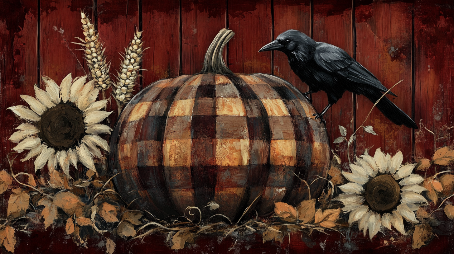 Dark Fall Pumpkin Raven Image