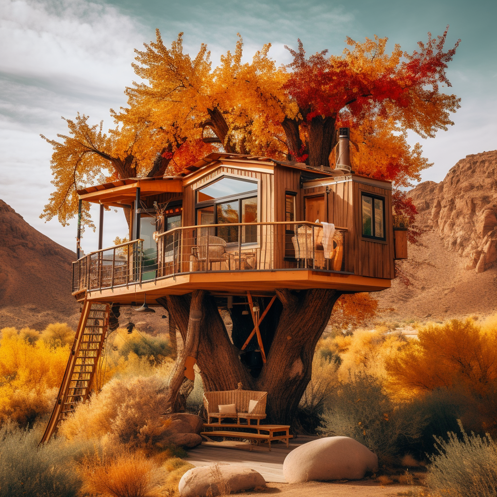 Cozy Fall Treehouse in Warm Colors