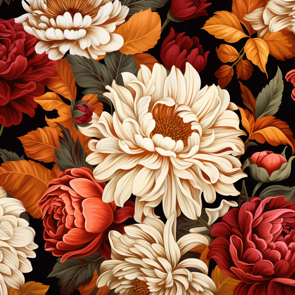 Fashionable fall florals on fabric