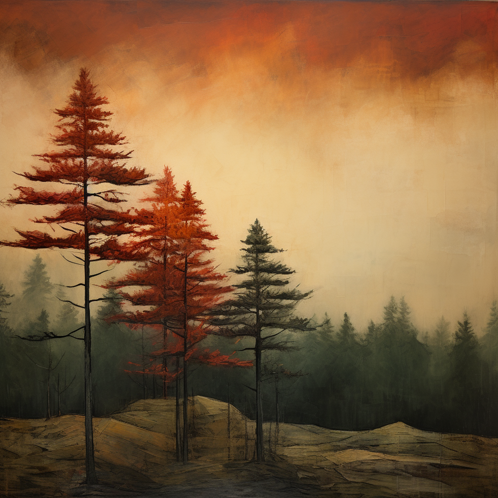 Pine trees on a fall landscape