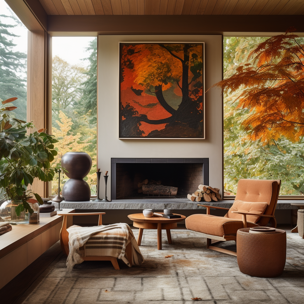 Fall scene in modern classic craftsman home