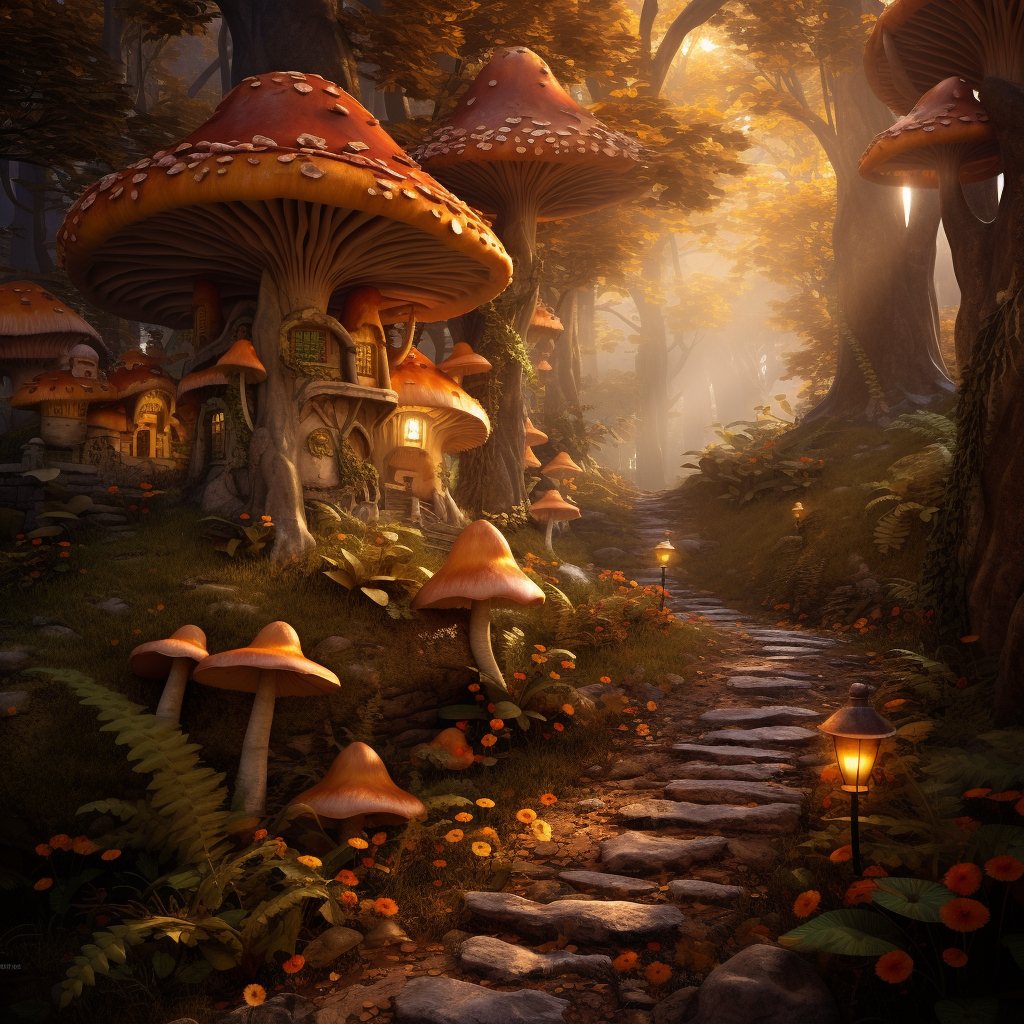 Beautiful wood fairies in fall forest