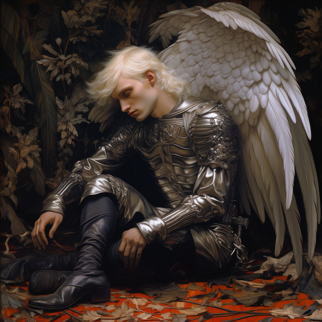 Platinum blonde man in Cabanel's 'Fallen Angel' painting