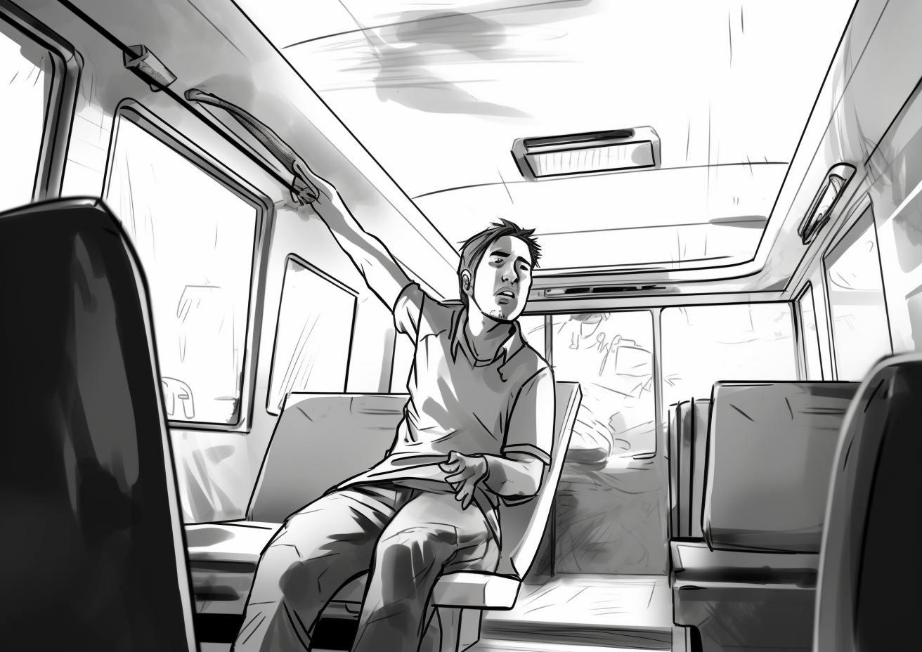 Black and white bus design sketch