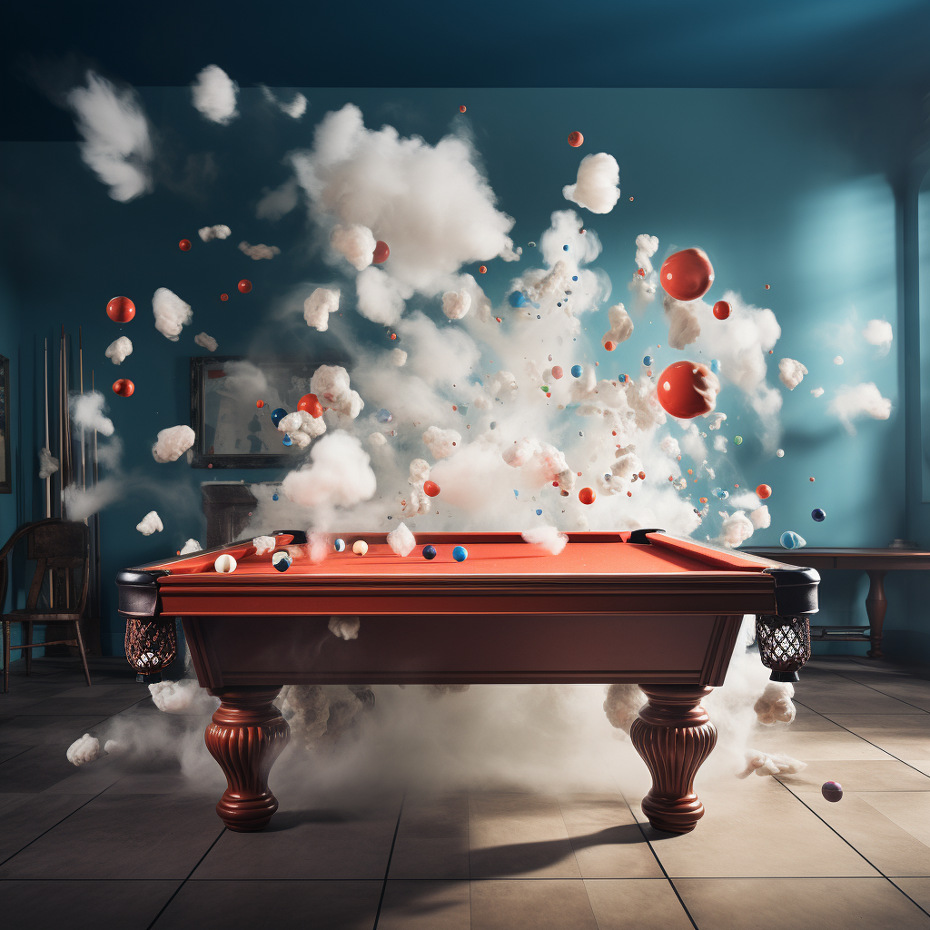 Pool table falling dramatically.