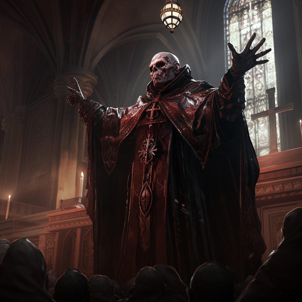 Fallout Ghoul preaching in cathedral