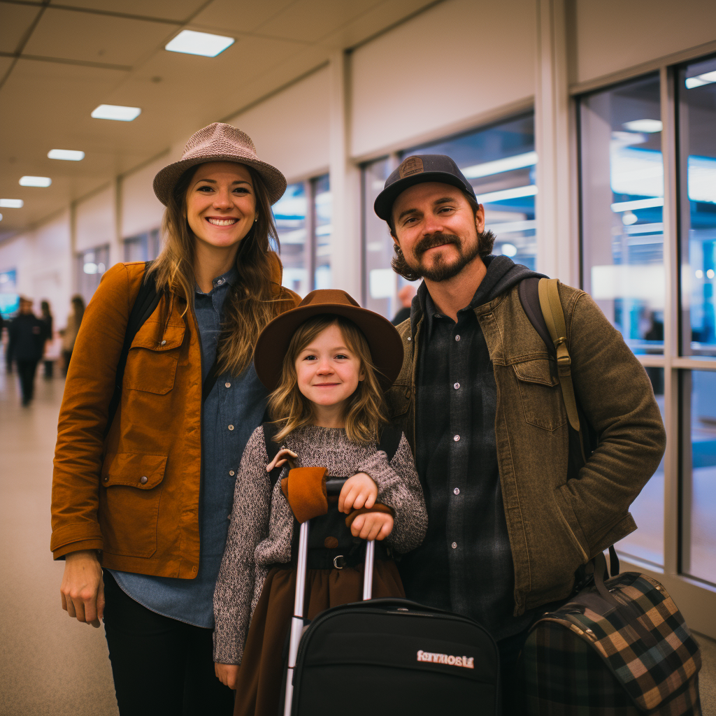 Family traveling for Thanksgiving celebration