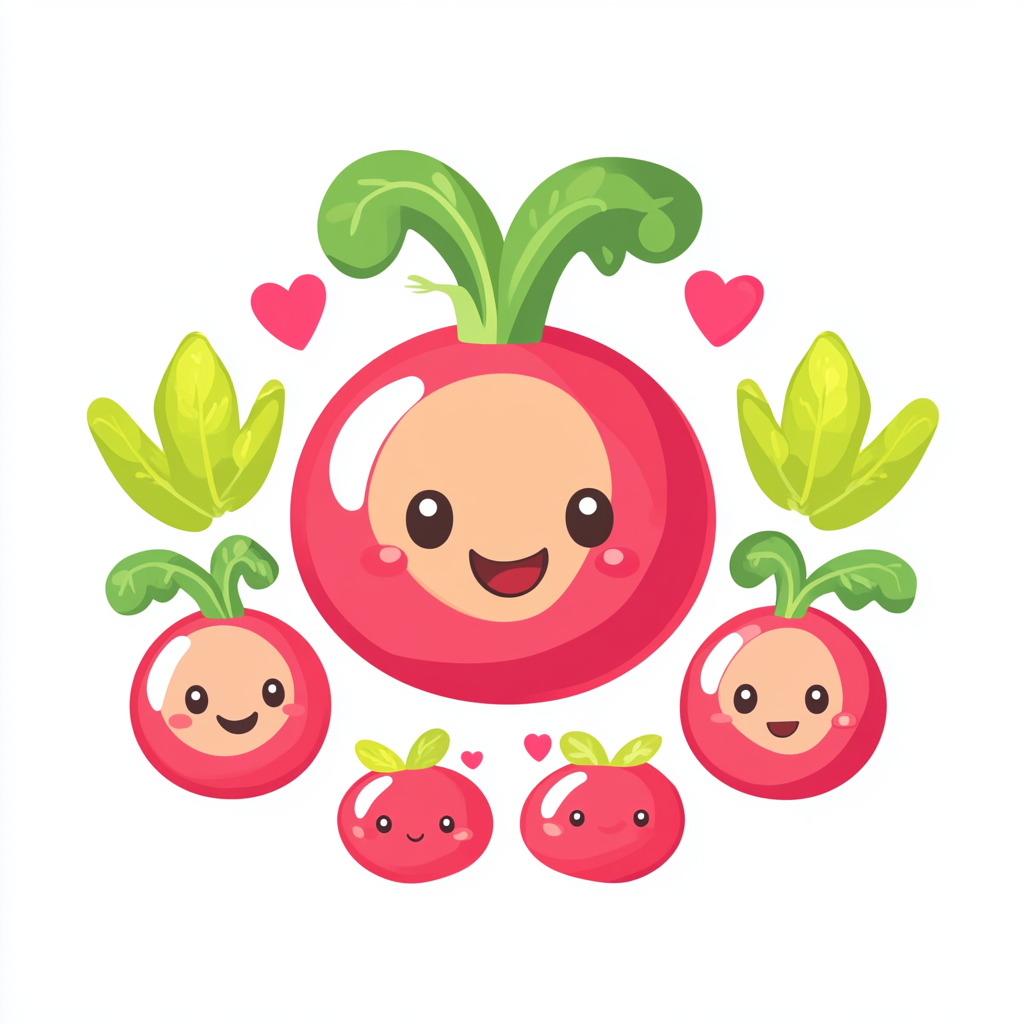 Cute Radish Family Farm Logo