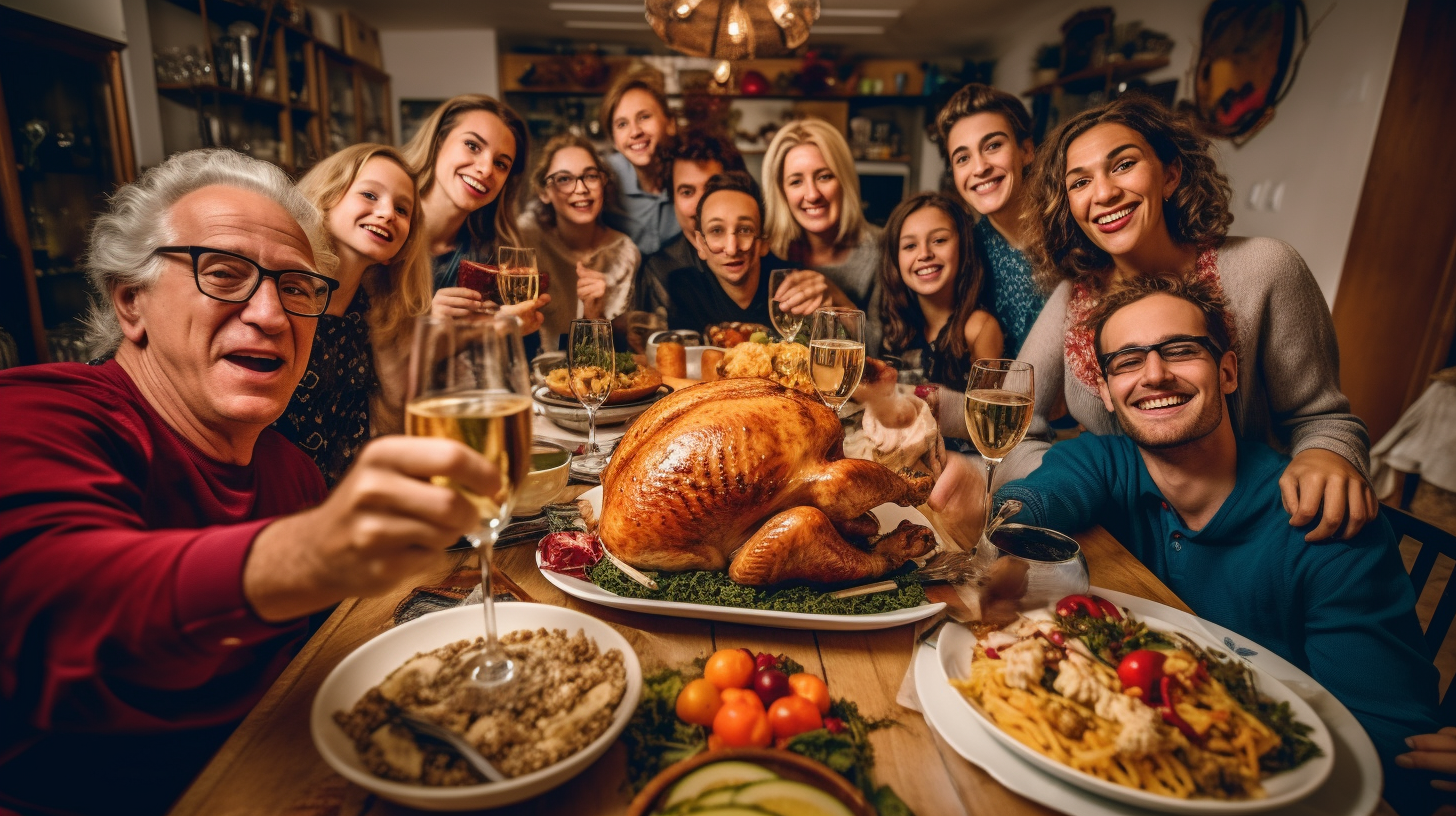 Multi-Generation Relatives Celebrating with Selfies