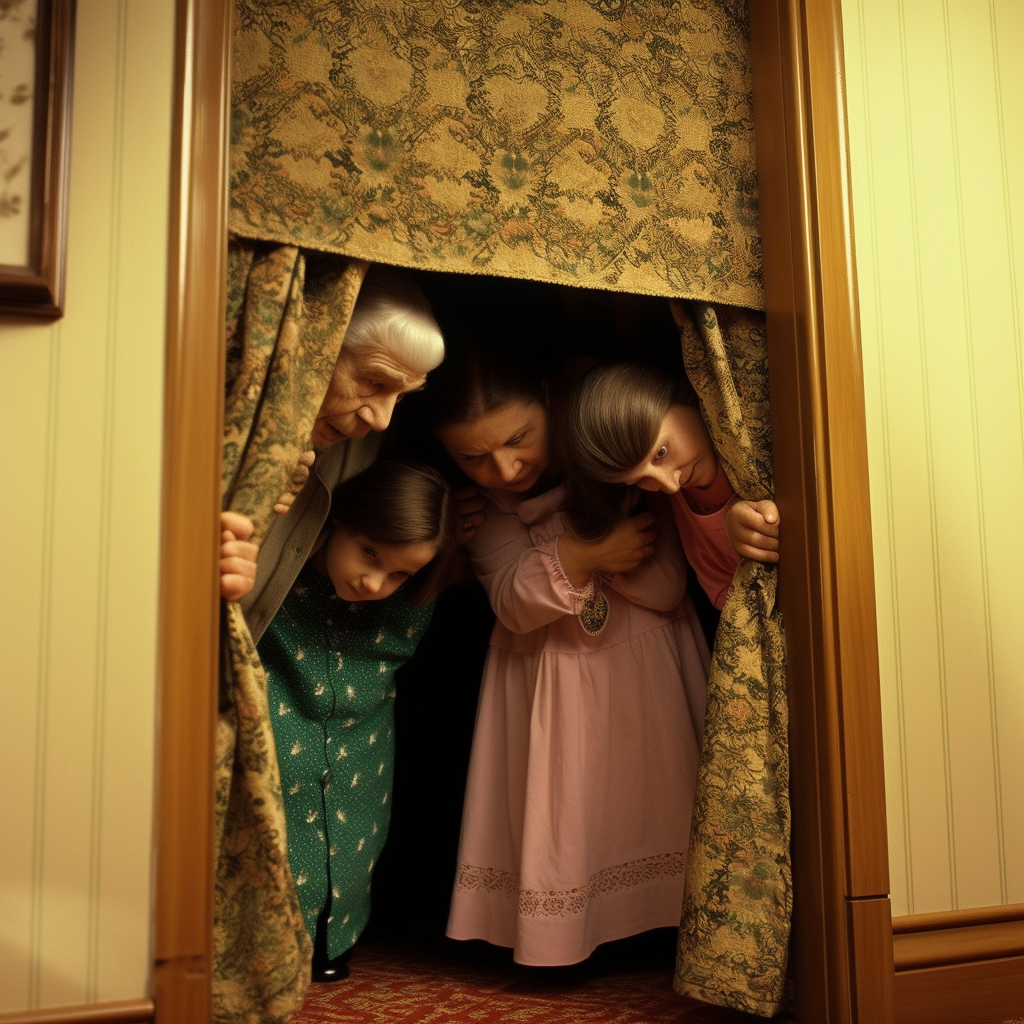 Family playing hide and seek